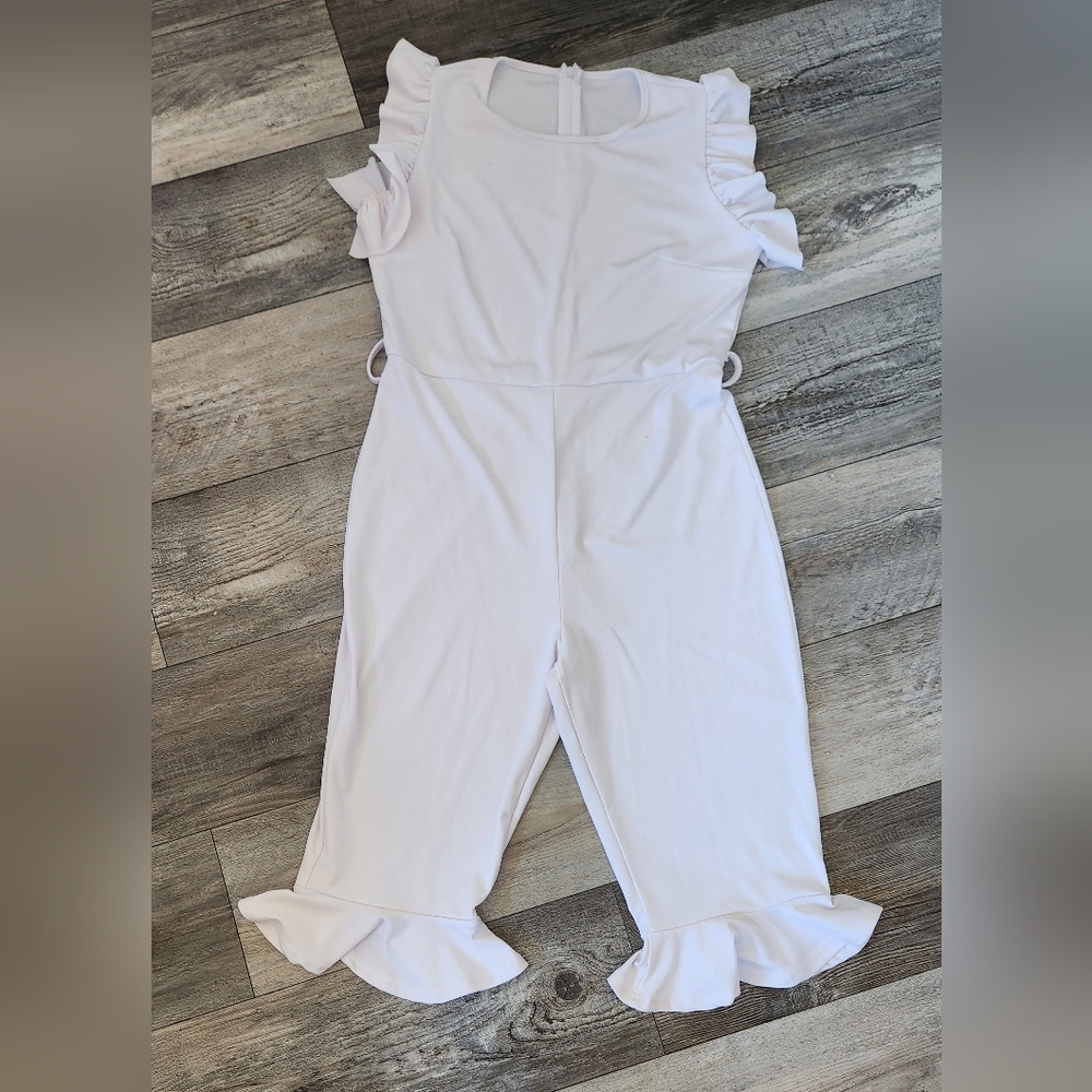 Women's Ruffled Solid White Sleeveless Jumpsuit W… - image 2